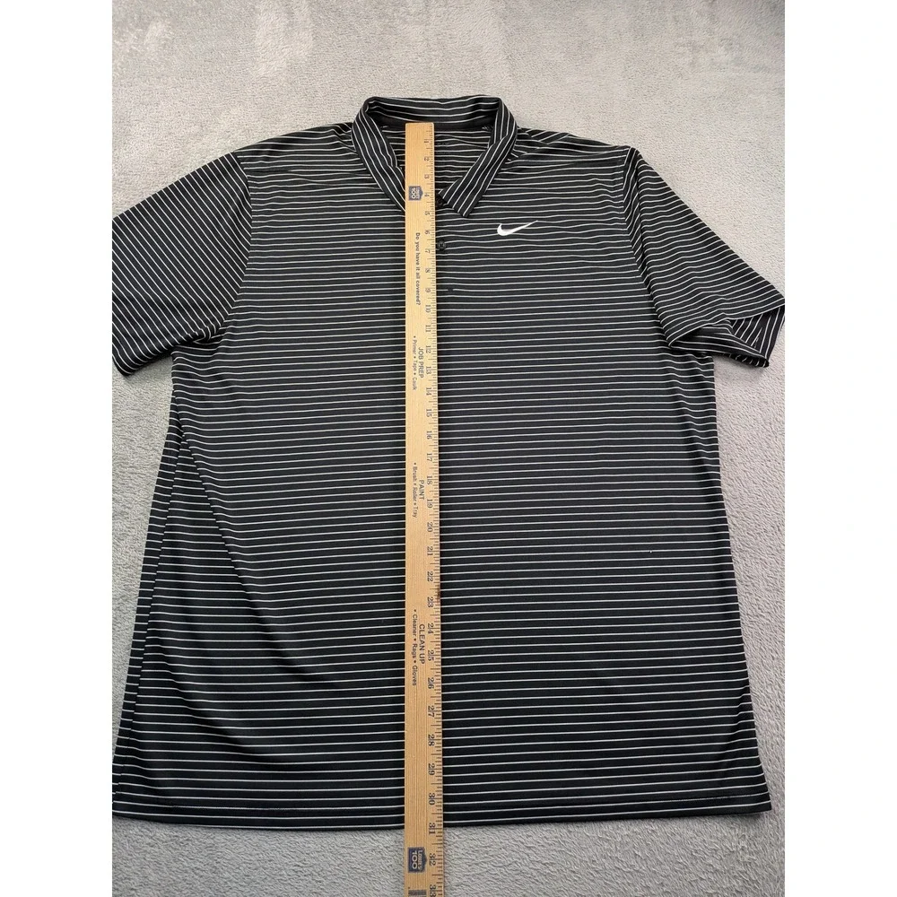 Nike Golf Dri-FIT Polo Shirt Mens XL Black White Striped AJ5482-010 Short Sleeve